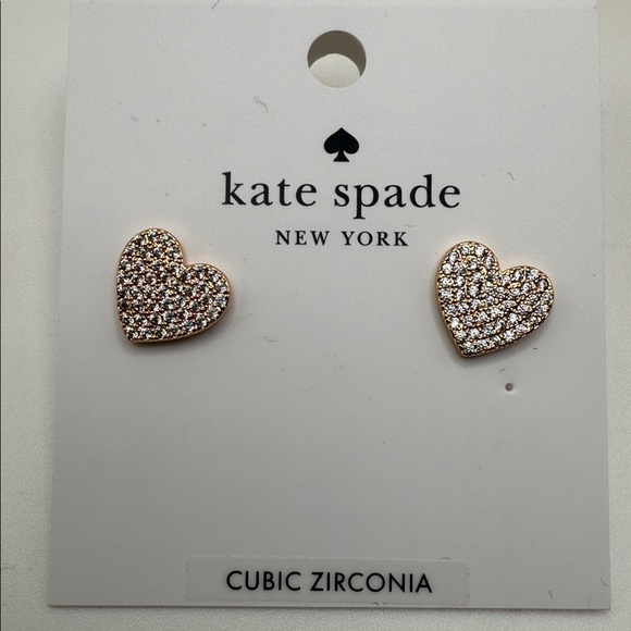 NWT Kate Spade Cubic Zirconia Rose Gold Yours Truly Earrings - Picture 3 of 4